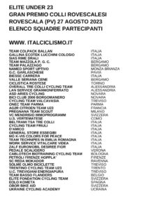 thumbnail of U23 GP COLLI ROVESCALESI 2023 SQUADRE PARTECIPANTI