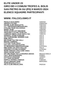 thumbnail of U23 GIRO 4 COMUNI TROFEO A BOLIS 2024 SQUADRE PARTECIPANTI